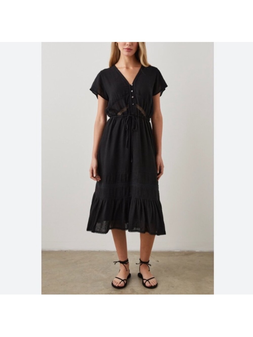 Rails Kiki Black Lace Detail Midi Dress
